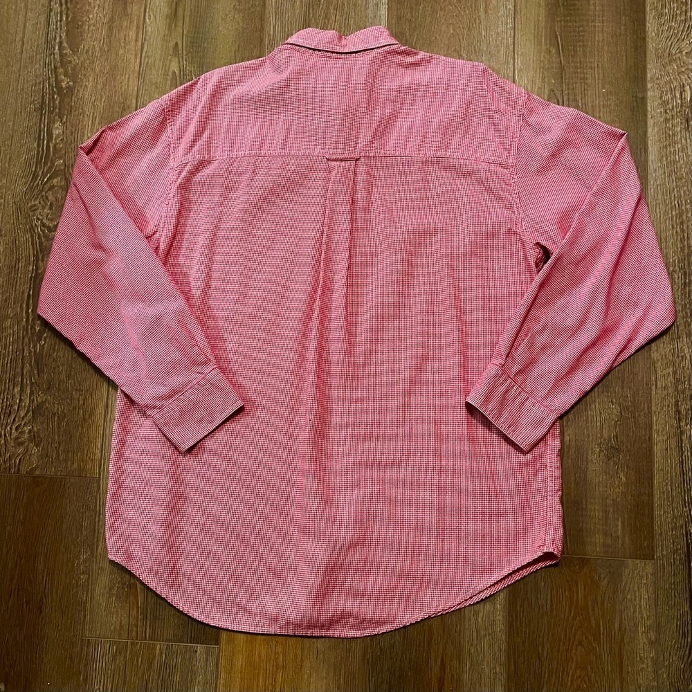 CHAPS Ralph‎ Lauren Men's L RED Checked Long Sleeve Button-Down Shirt CREST LOGO - Picture 6 of 12
